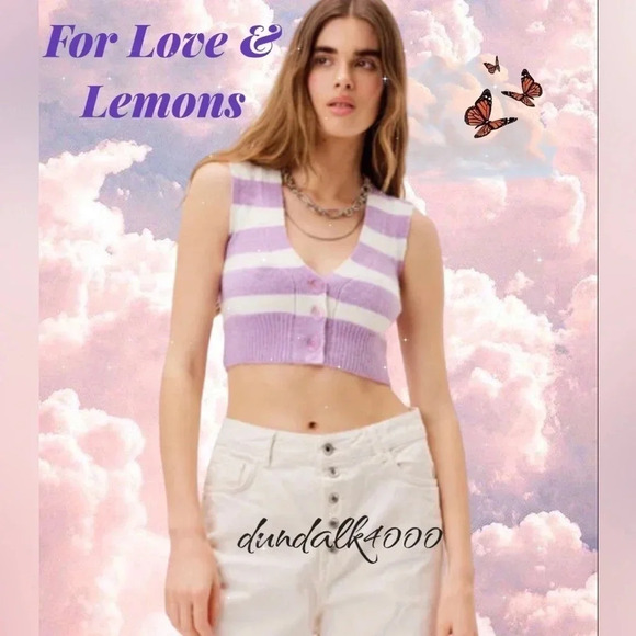 NWT FOR LOVE & LEMONS MAUD CROP SWEATER VEST M - Picture 1 of 6